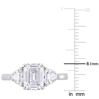 2 3/4 ct Dew created moissanite octagon and trilliant ring