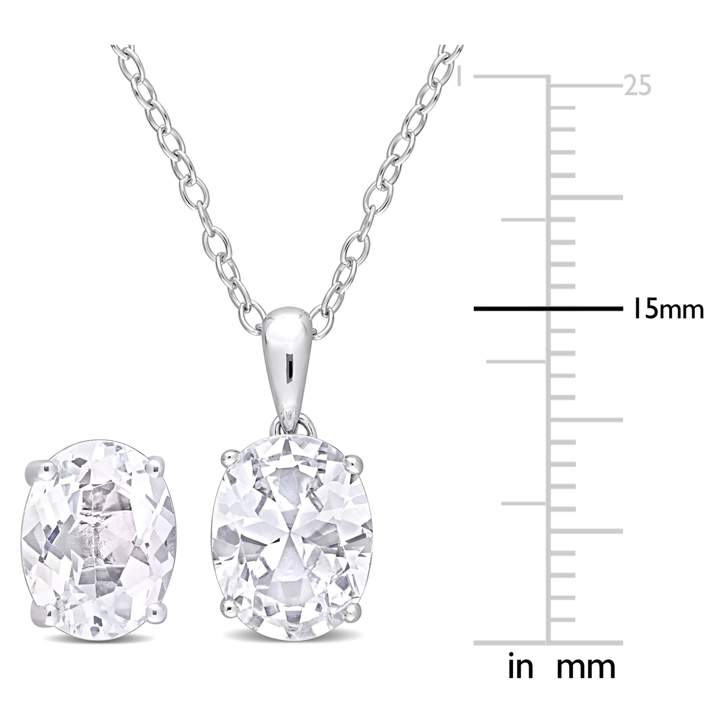 6 3/4 ct TGW white topaz set with chain silver