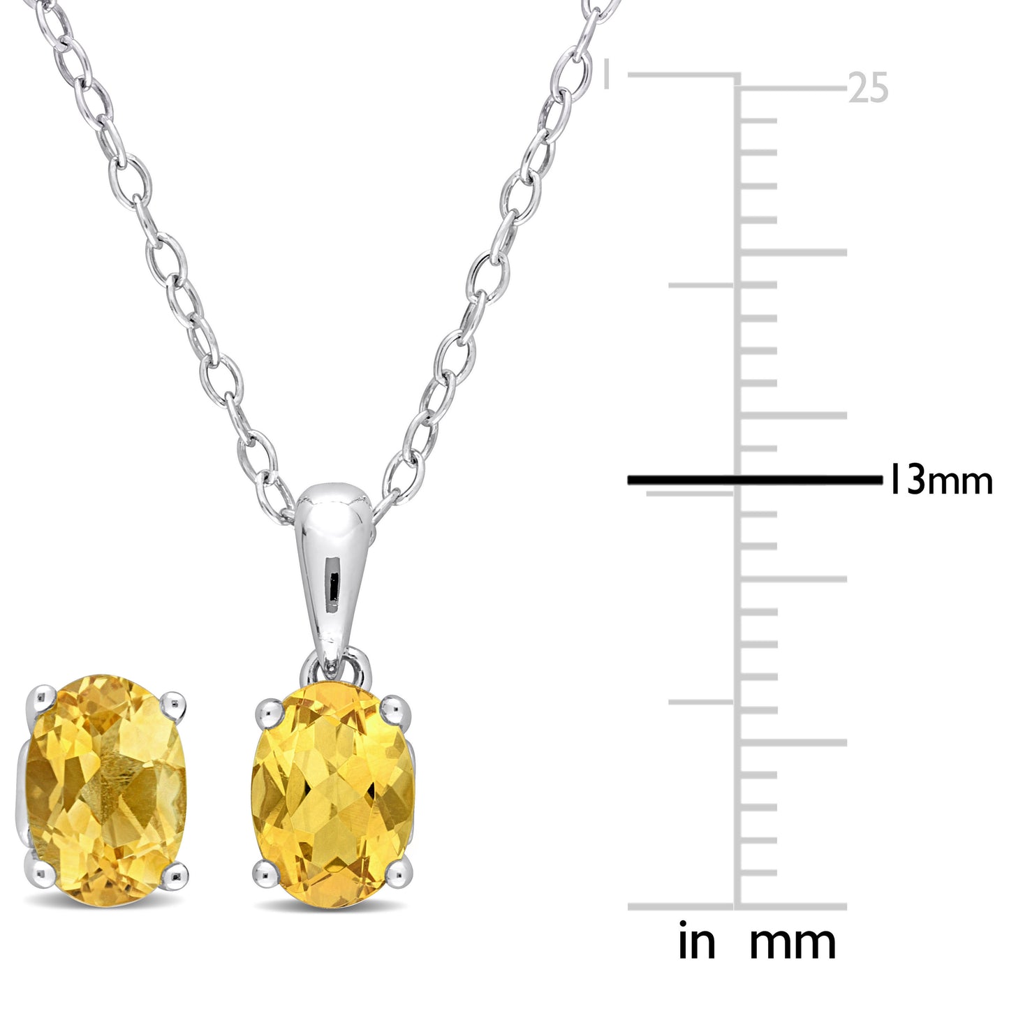 2 1/10 ct TGW Citrine set with chain silver