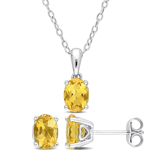 2 1/10 ct TGW Citrine set with chain silver