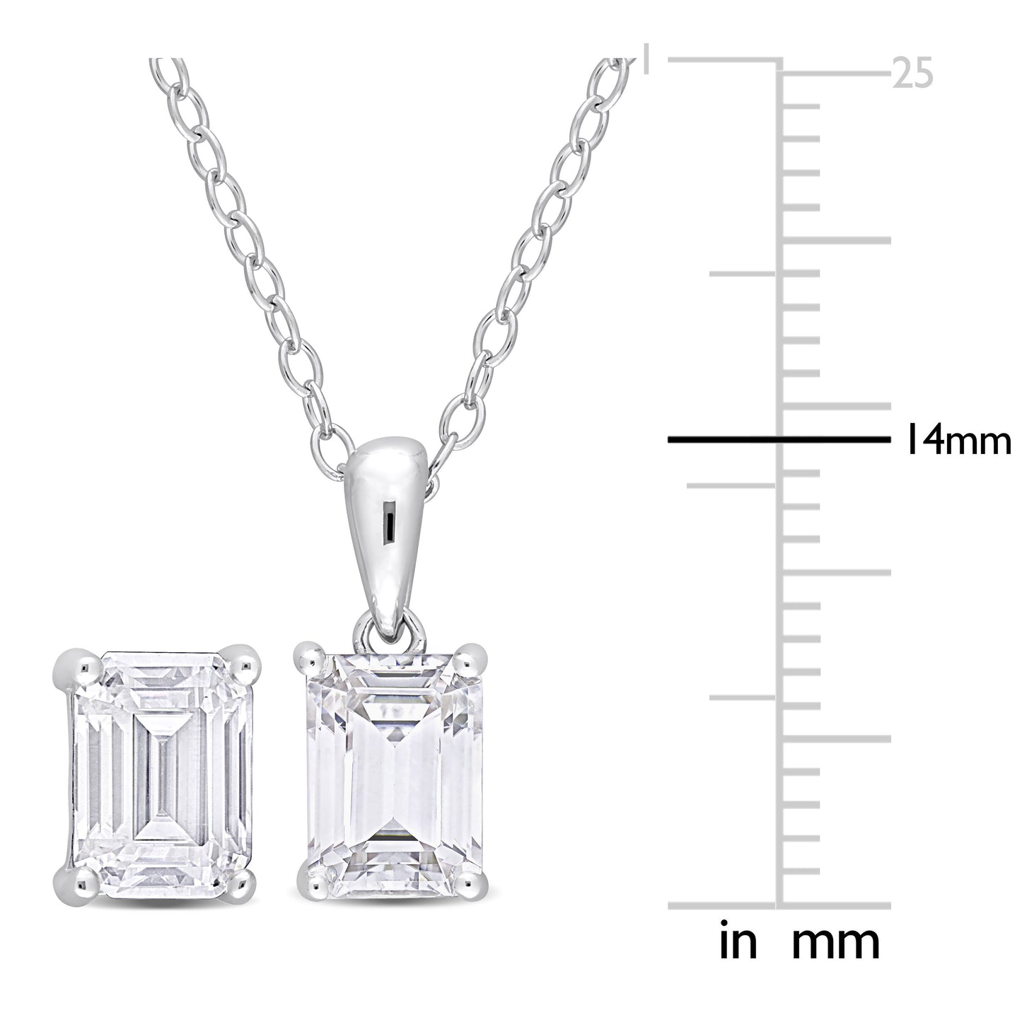 3 3/4 CT TGW White Topaz Set With Chain Silver