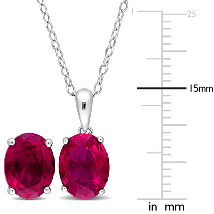 8 4/5 ct TGW Created ruby set with chain silver