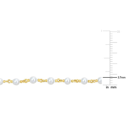 3.5 - 4 MM White Freshwater Cultured Pearl Bracelet 10k Yellow Gold Length (inches): 7.25