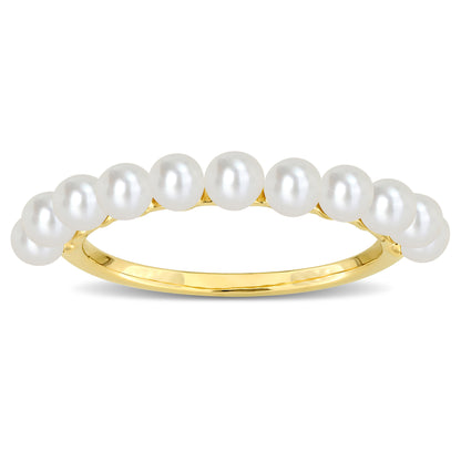 3 - 3.5 MM White Freshwater Cultured Pearl Fashion Ring 14k Yellow Gold