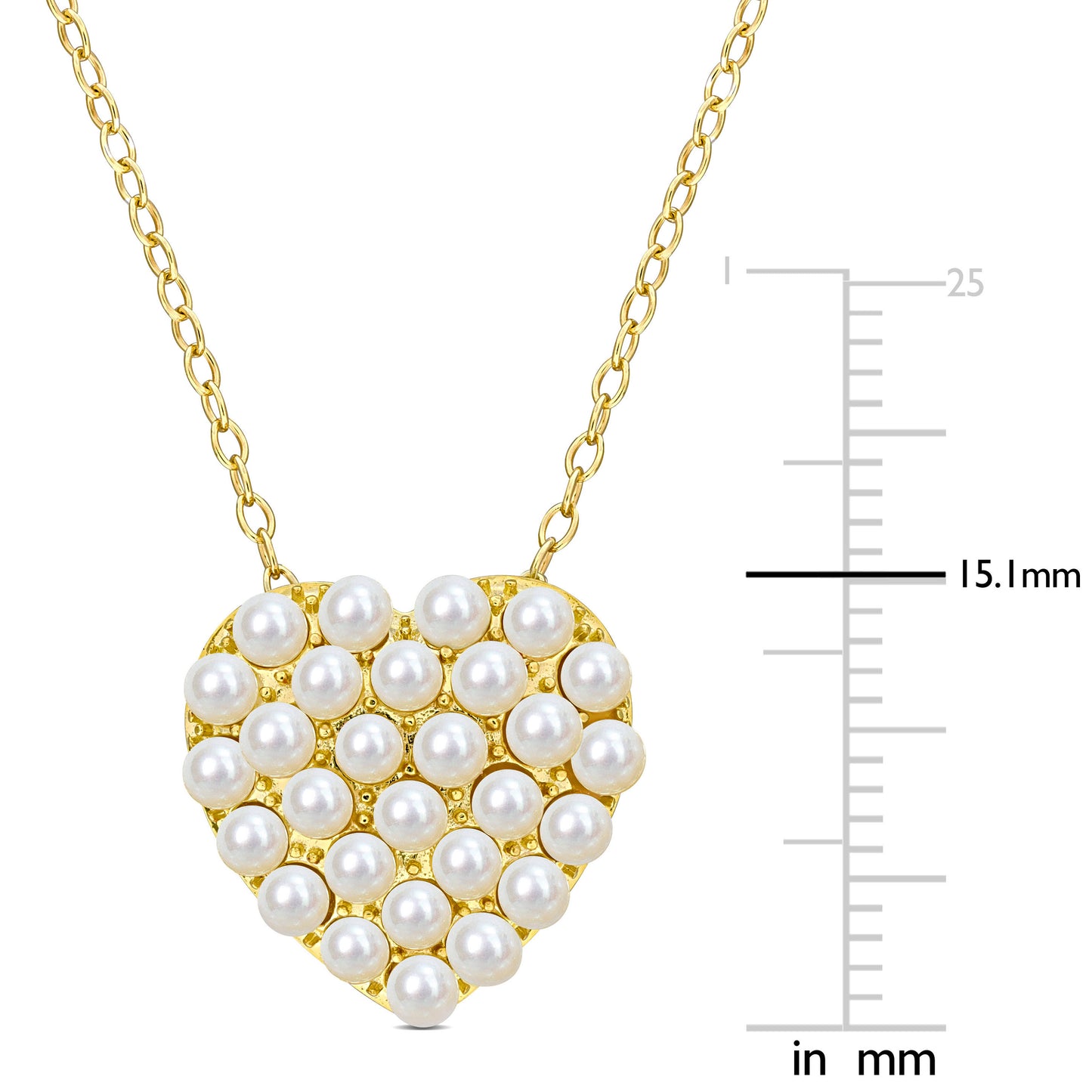 2-2.5 MM White Freshwater Cultured Pearl Heart Pendant