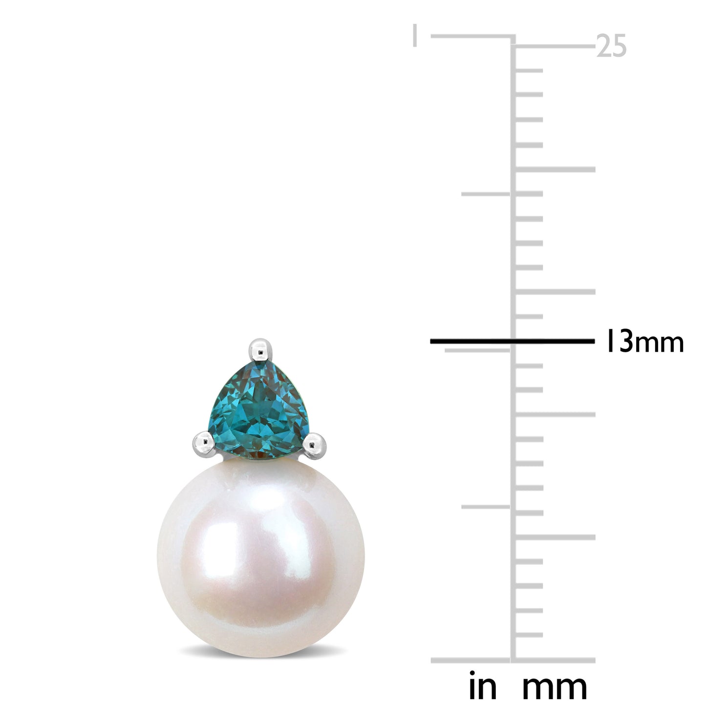3/5 CT TGW Created Alexandrite And 8 - 8.5 MM White Freshwater Cultured Pearl Fashion Post Earrings 10k White Gold