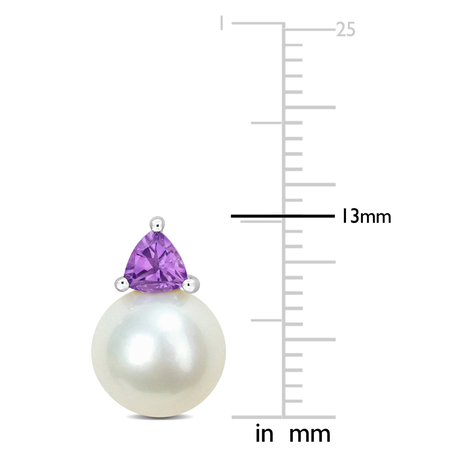3/8 CT TGW Amethyst And 8 - 8.5 MM White Freshwater Cultured Pearl Fashion Post Earrings 10k White Gold