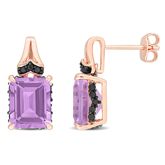 6 3/4 ct TGW Rose de france black sapphire fashion earrings pink silver