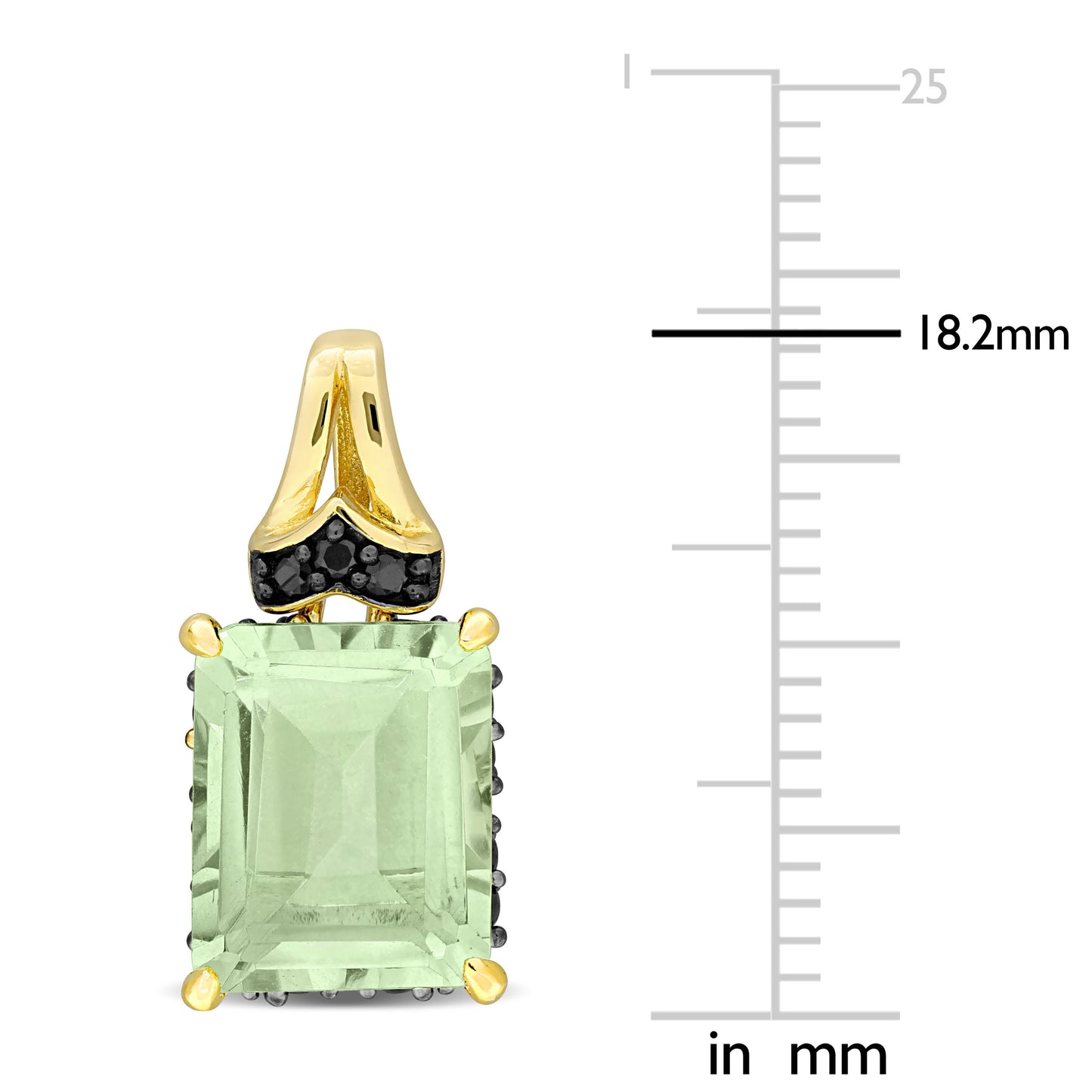 6 4/5 ct TGW Green quartz- black sapphire fashion earrings yellow silver black rhodium plated