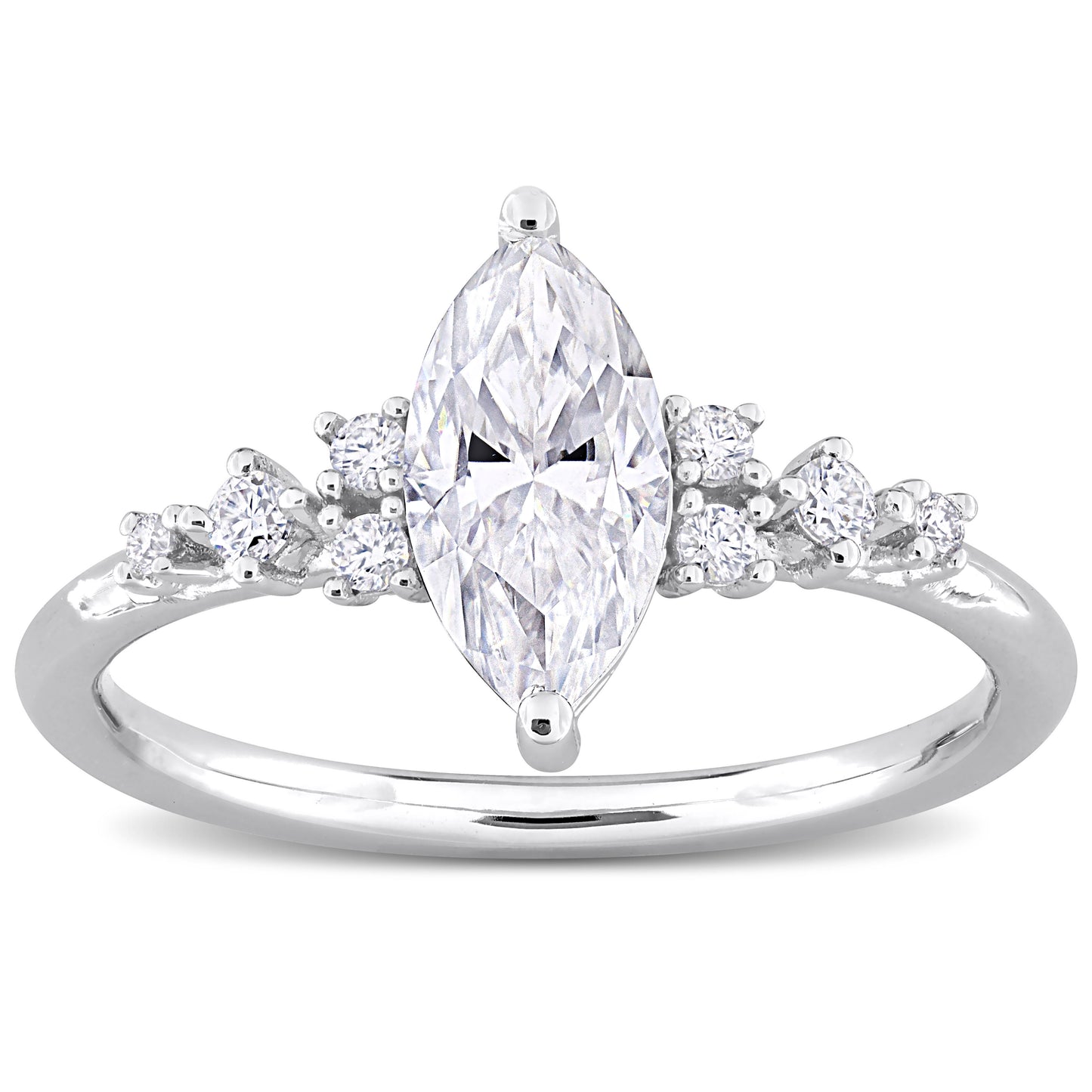 1 1/8 ct Dew created moissanite-white fashion ring silver