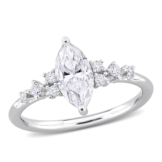 1 1/8 ct Dew created moissanite-white fashion ring silver