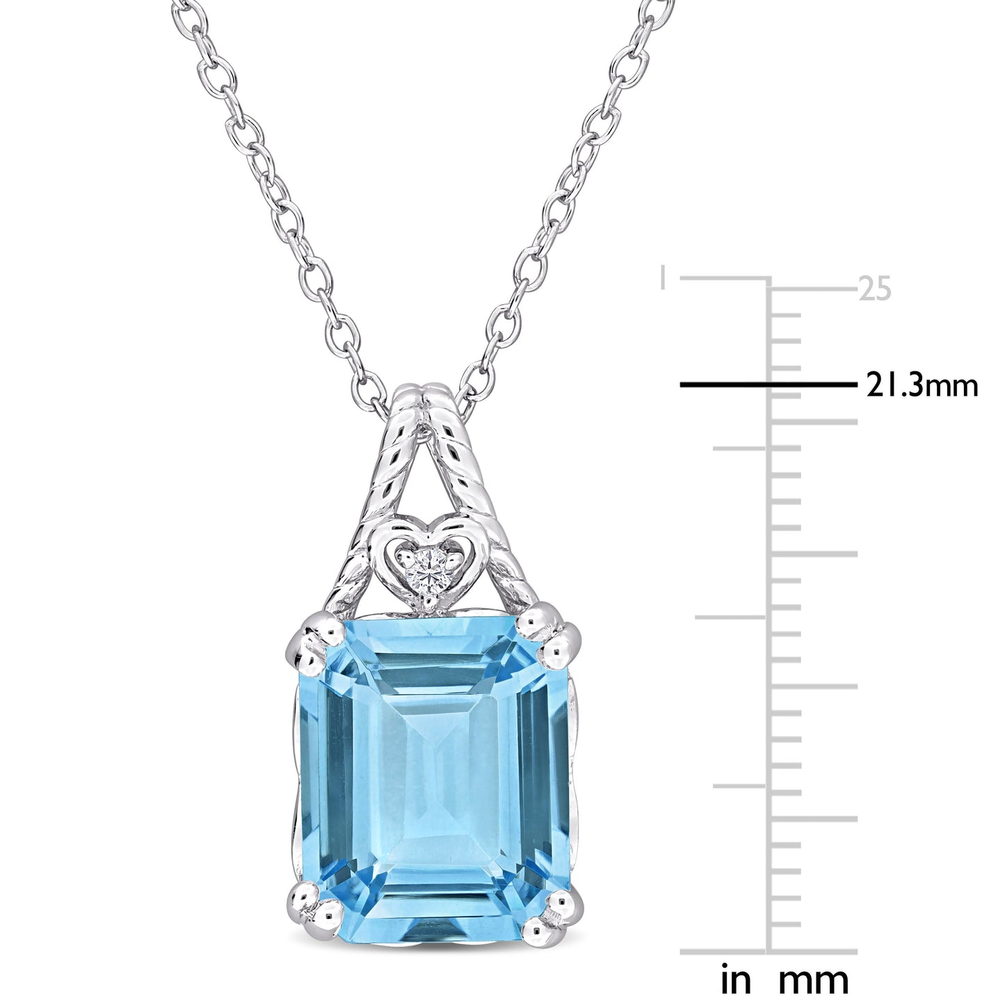 7 1/2 ct TGW blue topaz - sky white topaz fashion pendant with chain silver