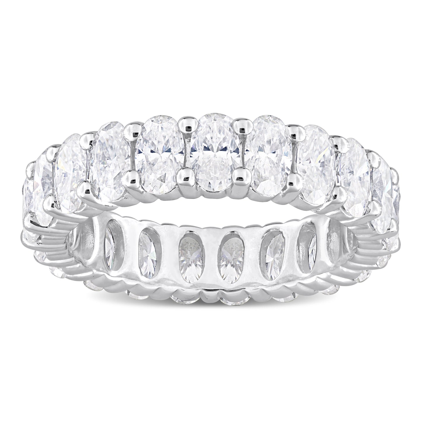 4 1/5 ct Dew created moissanite-white eternity ring silver size: 7