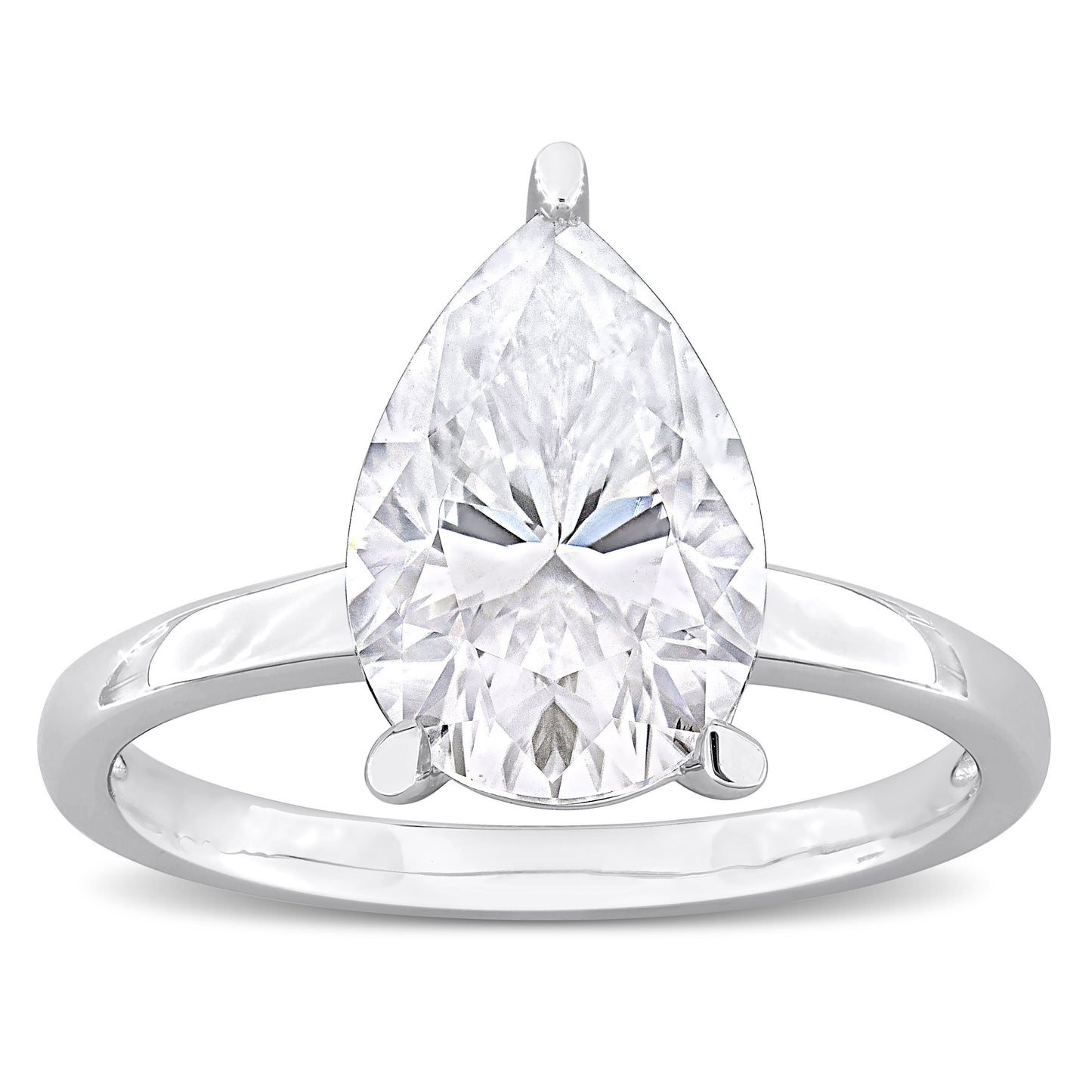 3 ct Dew Pear Shape created moissanite-white fashion ring silver