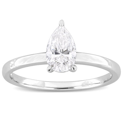 1 ct Dew Pear Shape created moissanite-white fashion ring silver