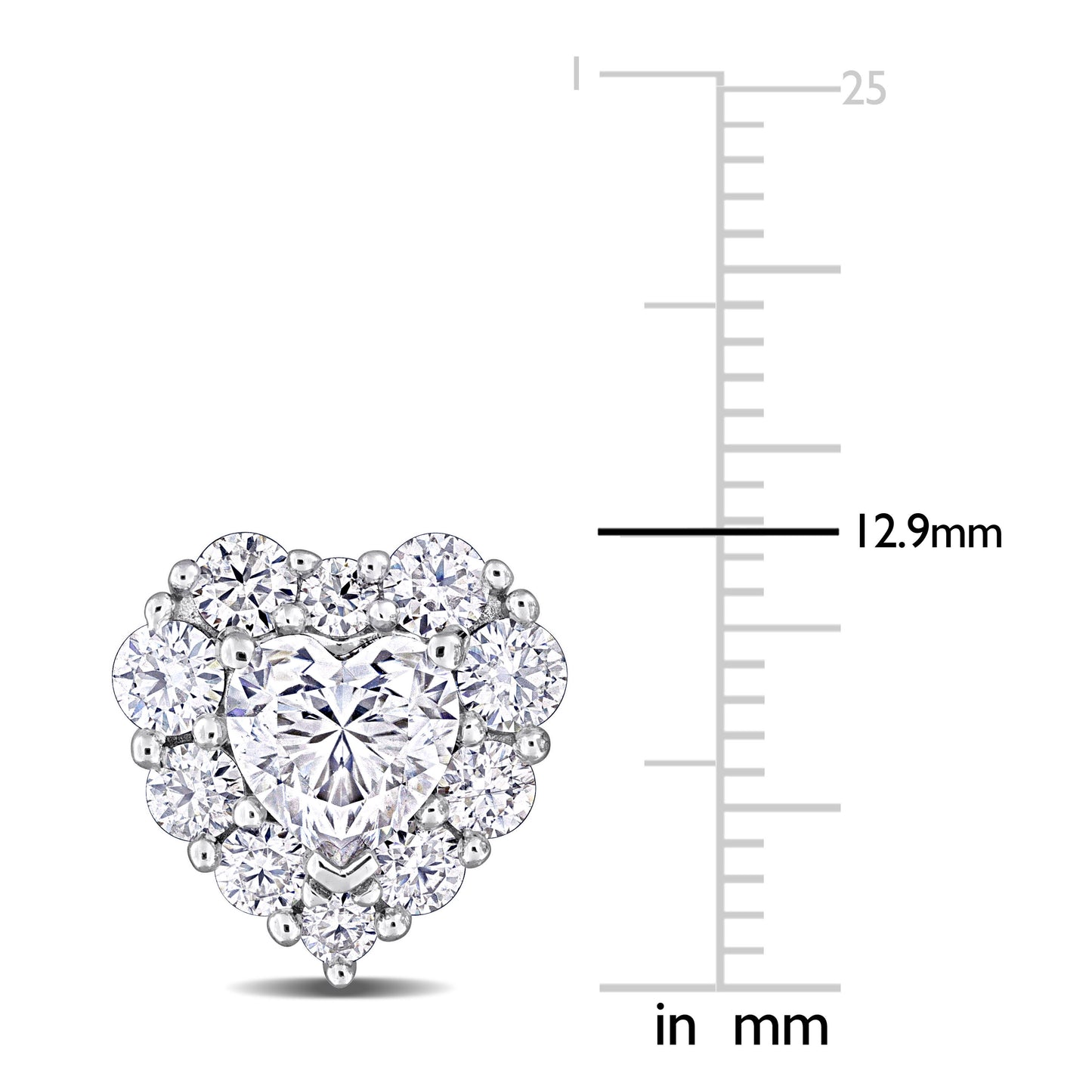Moissanite heart shape halo studs