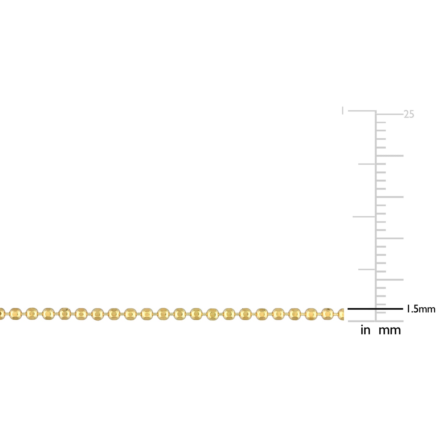 Silver Yellow 1.5MM Ball Chain Necklace w/ Lobster Clasp LENGTH (INCHES): 16