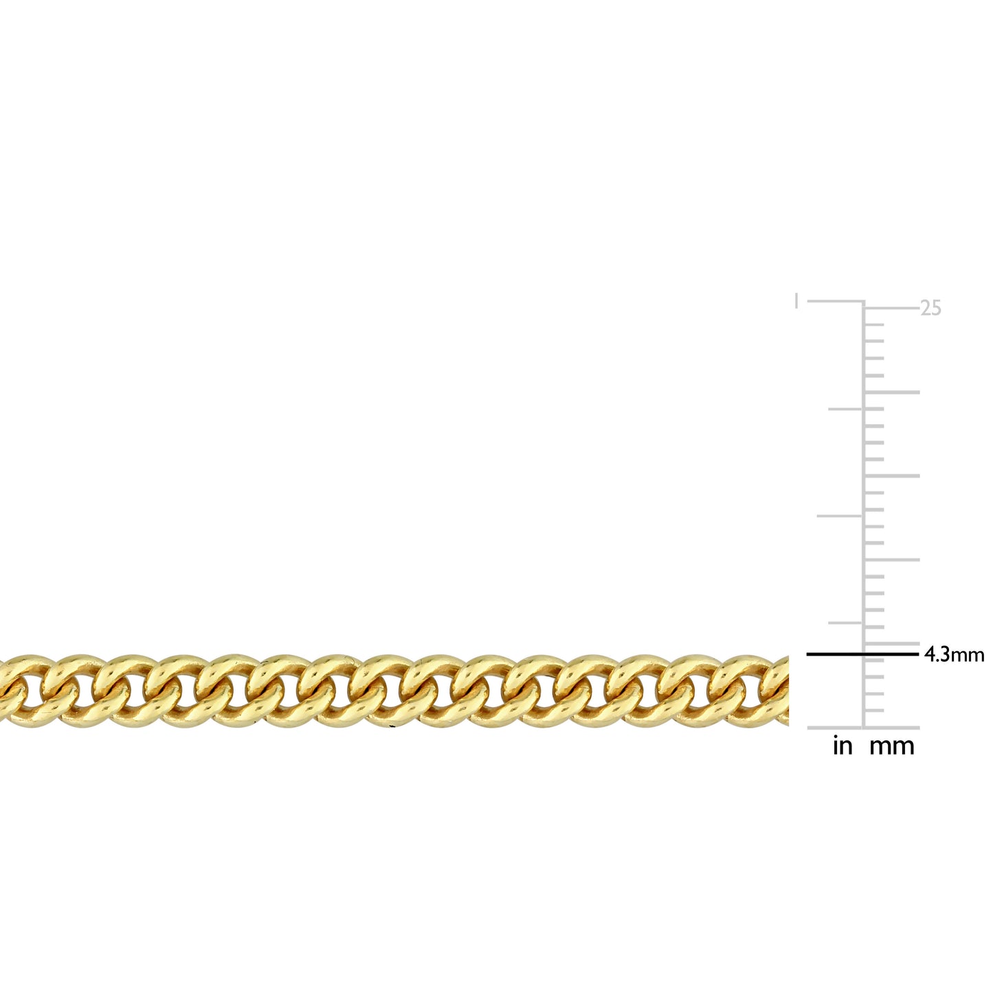 4.4MM Curb link necklace yellow plated silver