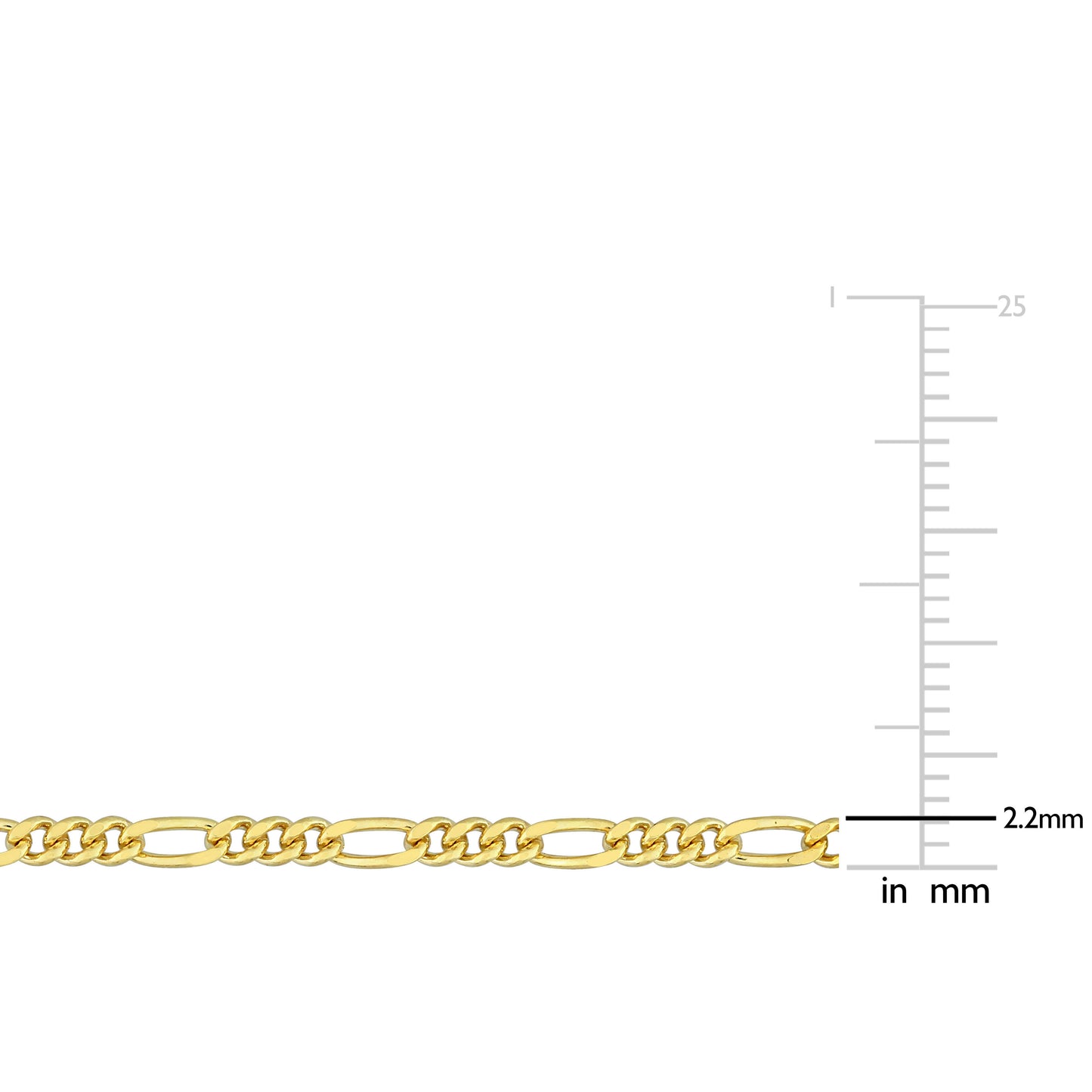2.2MM Yellow Silver Figaro Necklace