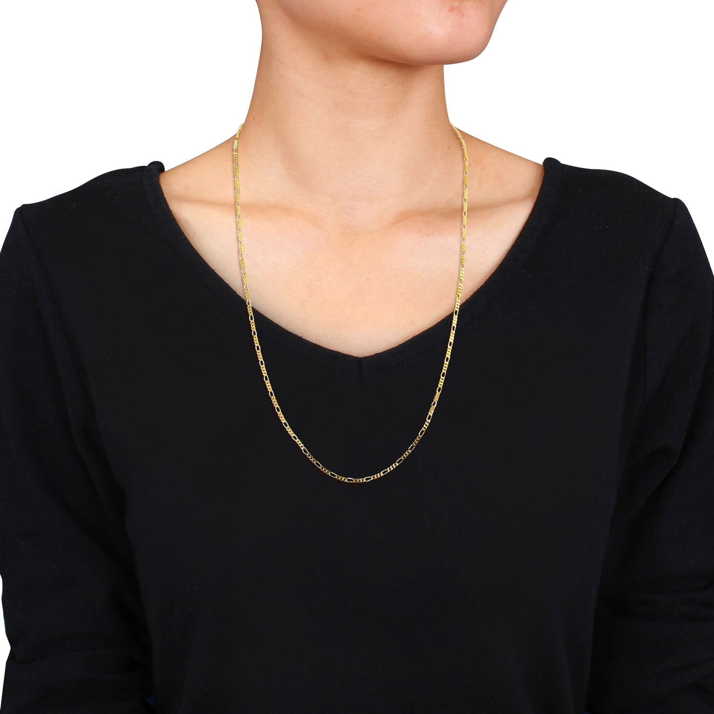 2.2MM Yellow Silver Figaro Necklace