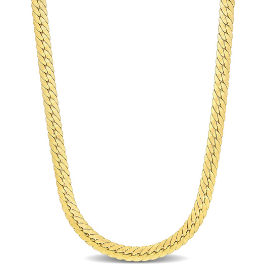 SILVER YELLOW 5MM HERRINGBONE Necklace w/ Lobster Clasp LENGTH (INCHES): 16