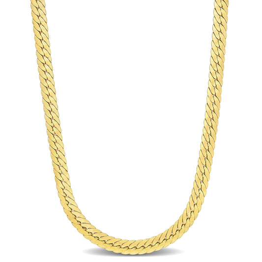 SILVER YELLOW 5MM HERRINGBONE Necklace w/ Lobster Clasp LENGTH (INCHES): 18