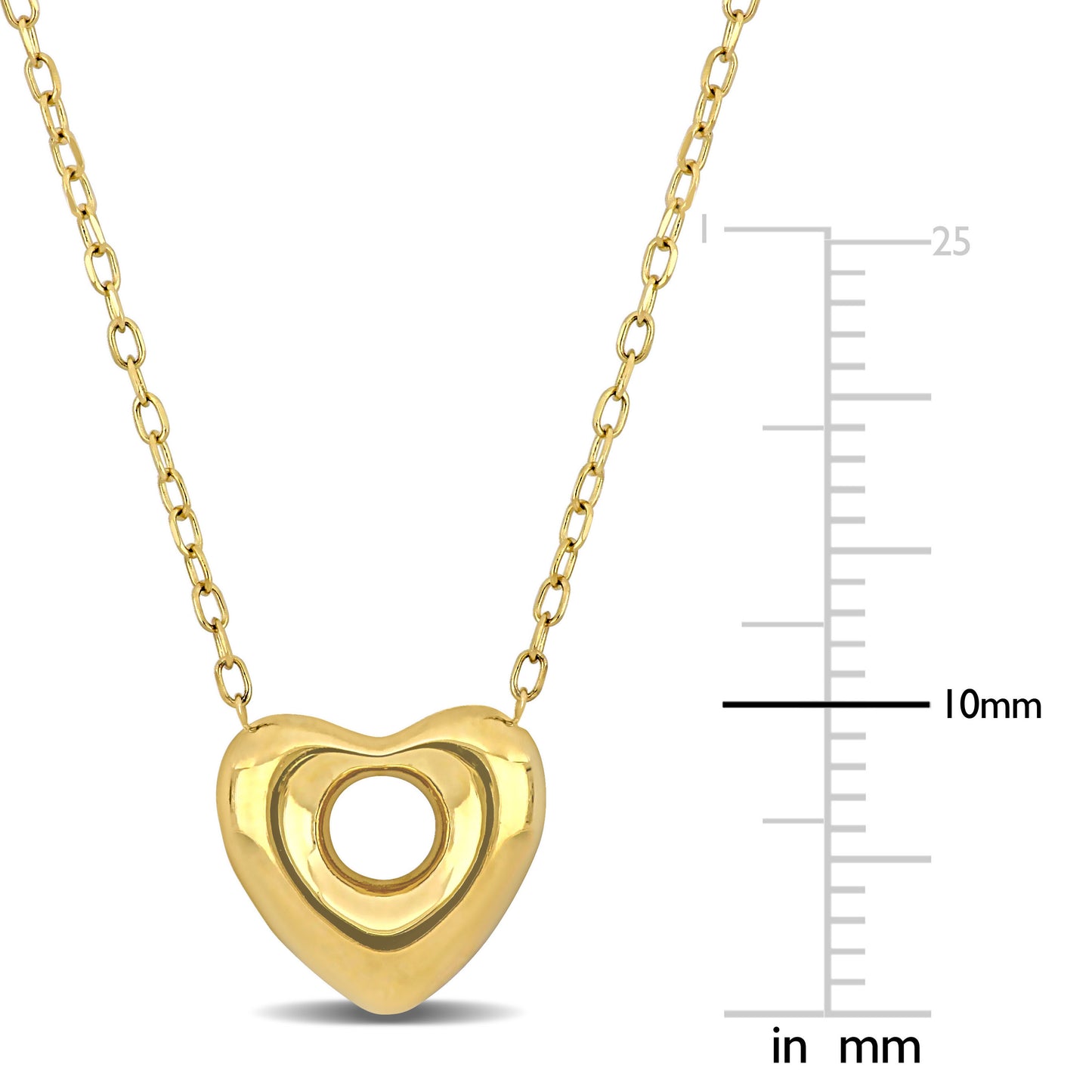 10K Yellow Gold Puff Heart Pendant