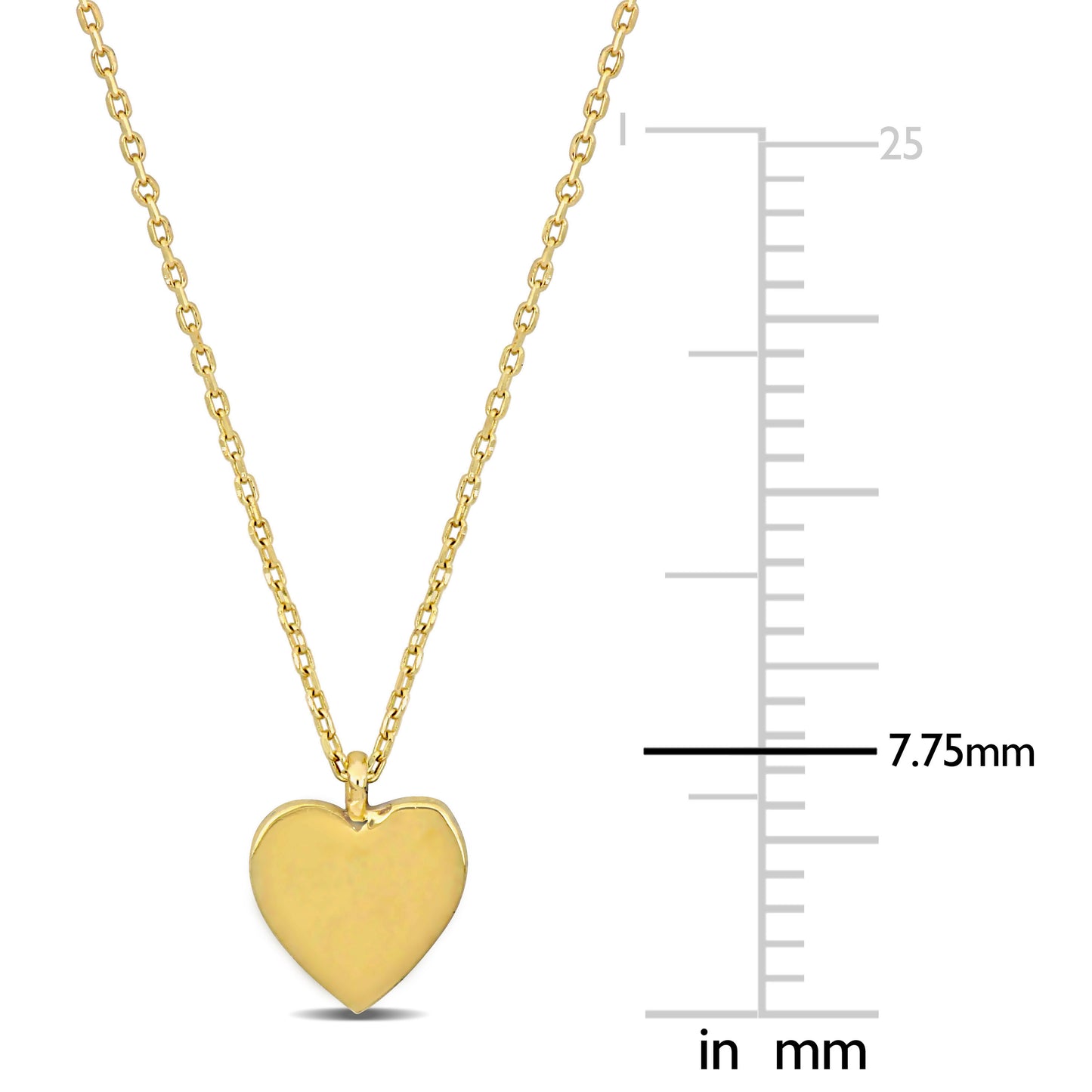 14K Yellow Gold Children's Heart Pendant Necklace w/Spring Ring Clasp 17