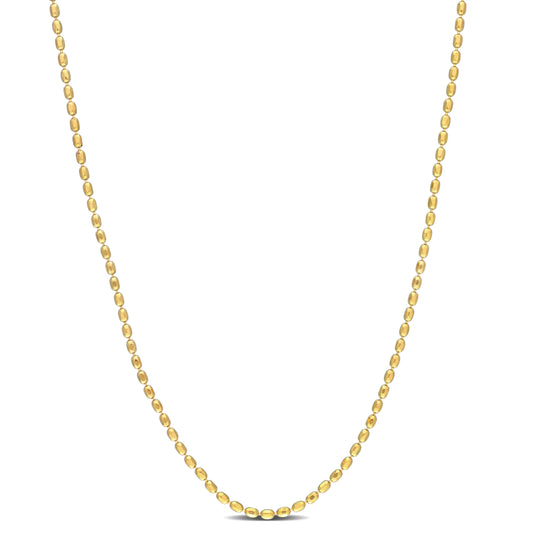 SILVER Yellow 1.5MM OVAL DIAMOND CUT BEAD NECKLACE w/ Lobster Clasp LENGTH (INCHES): 16