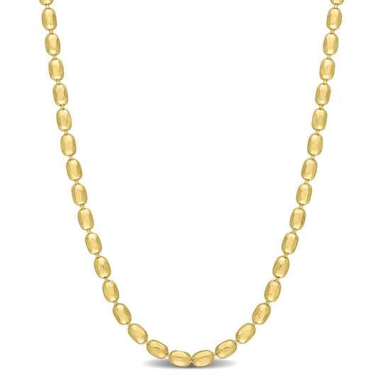Oval ball chain necklace in yellow plated sterling silver, 16 inch