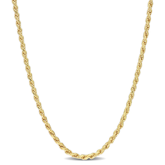 SILVER YELLOW 2.2MM ROPE CHAIN NECKLACE W/ LOBSTER CLASP