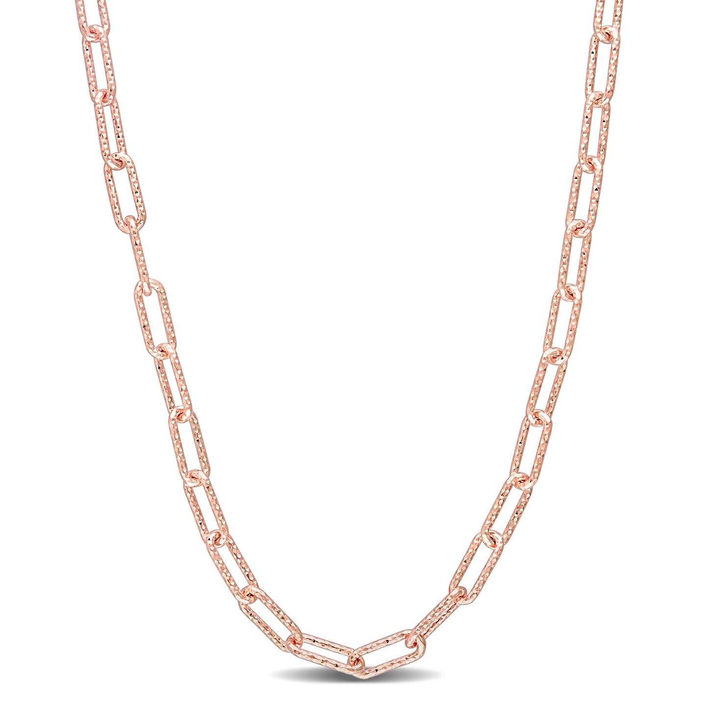SILVER PINK 3.5MM FANCY CUT OVAL LINK NECKLACE W/ LOBSTER CLASP LENGTH (INCHES): 16