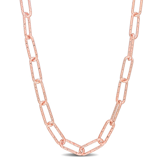 5MM Diamond cut paperclip necklace Rose plated 24"