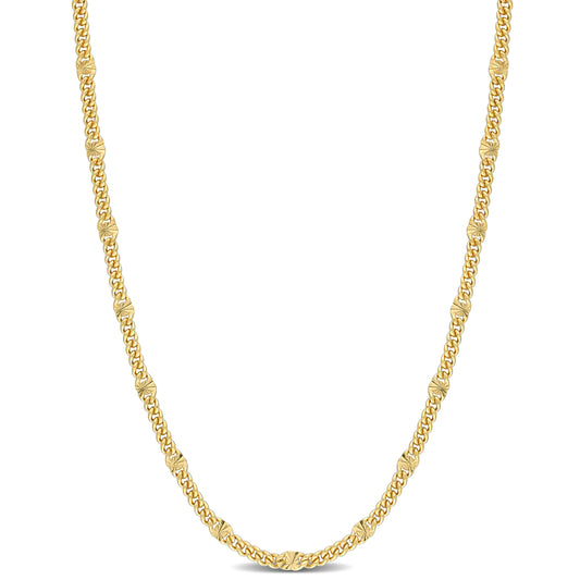 Double curb link chain necklace in yellow plated silver 16”