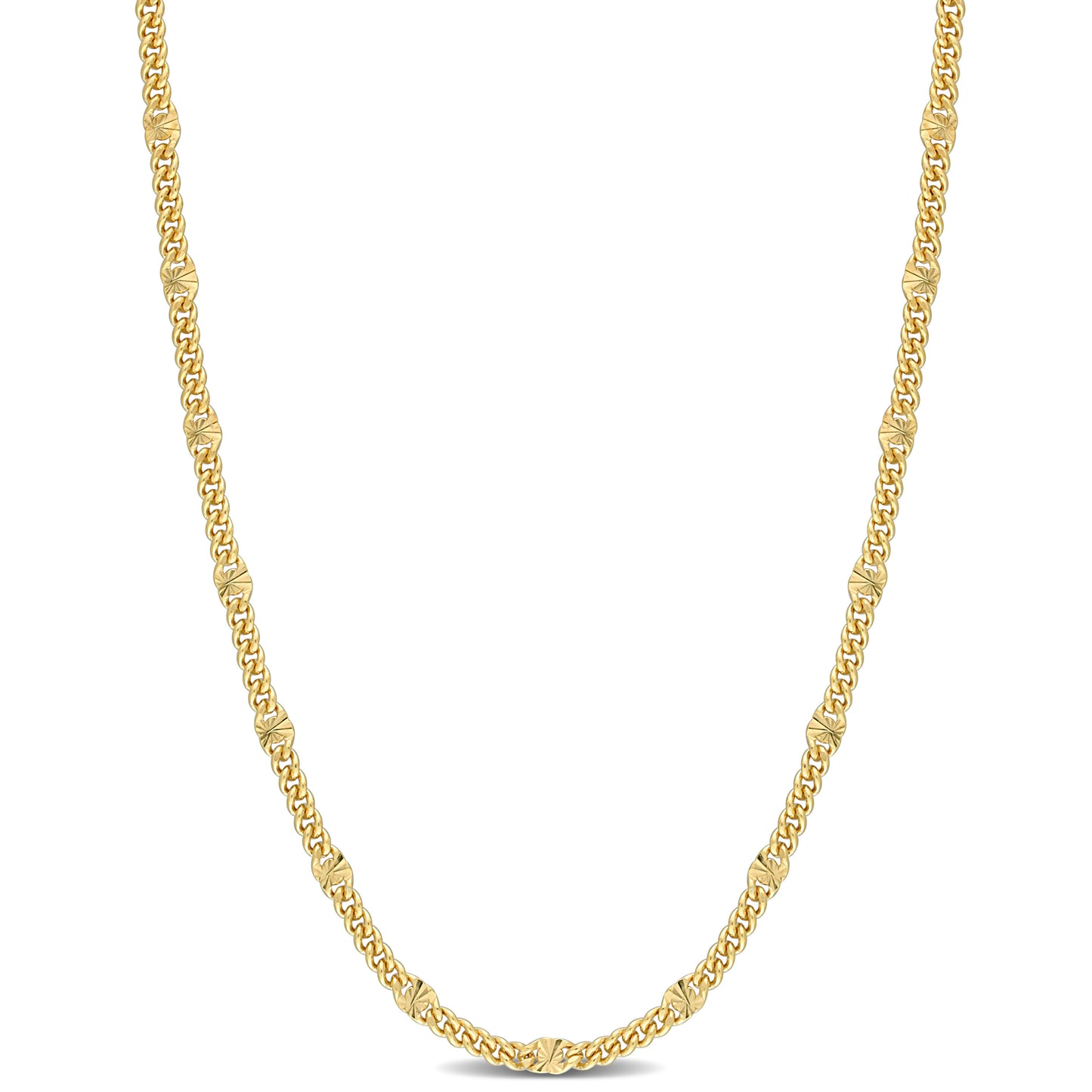 Double curb link chain necklace in yellow plated silver 16”