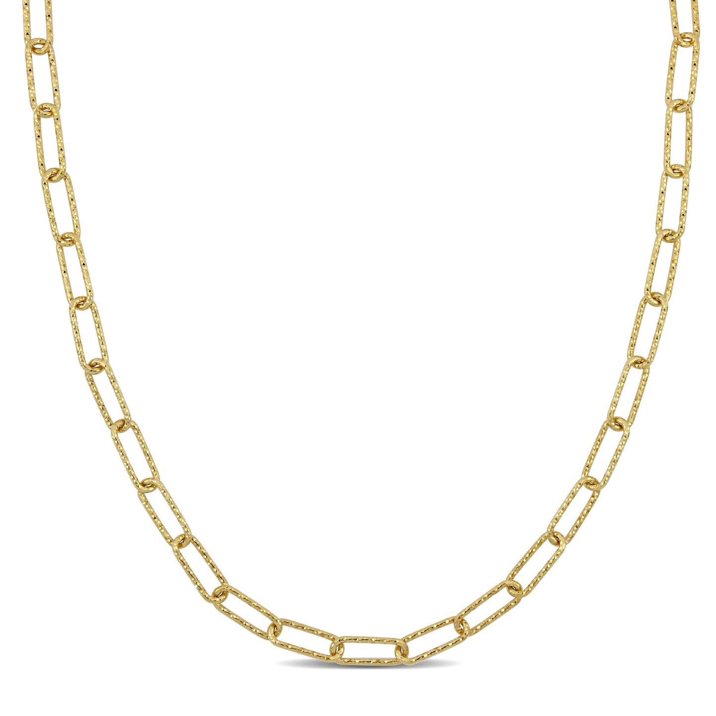 SILVER YELLOW 5MM FANCY CUT OVAL LINK NECKLACE W/ LOBSTER CLASP LENGTH (INCHES): 18