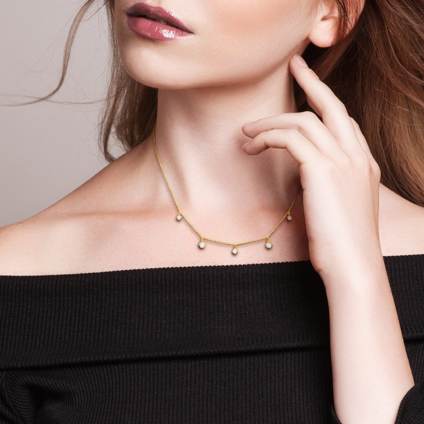 Multi Shape Cubic Zirconia Station Necklace