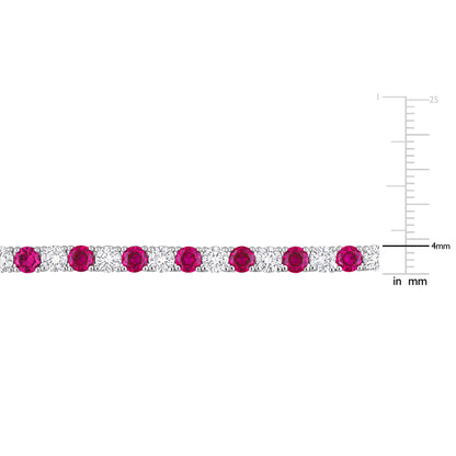 33 ct TGW Created ruby and created white sapphire necklace silver white tongue and groove clasp length (inches): 17