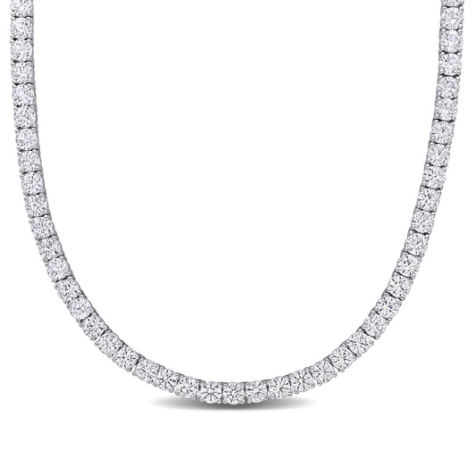 33 ct TGW Created white sapphire necklace silver white tongue and groove clasp length (inches): 17