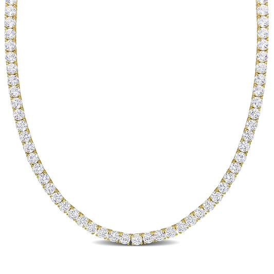 33.00 ct TGW Created white sapphire necklace silver yellow tongue and groove clasp length (inches): 17