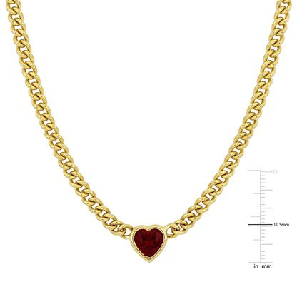 Created ruby necklace silver 18k yellow gold plated