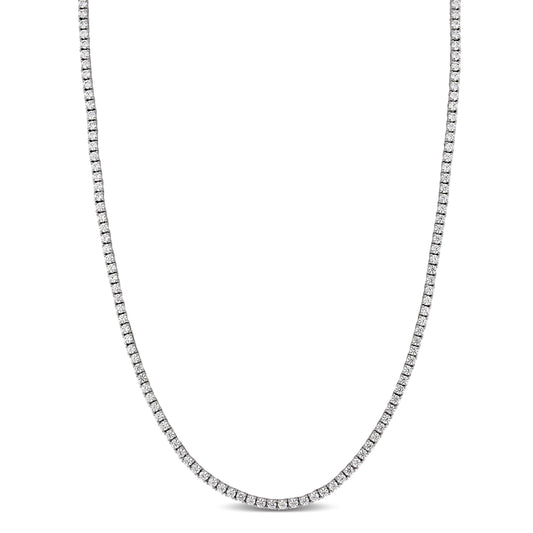 32-1/3 CT TGW Cubic Zirconia Tennis Necklace Silver White w/ Tongue and Groove Clasp Length (inches): 34
