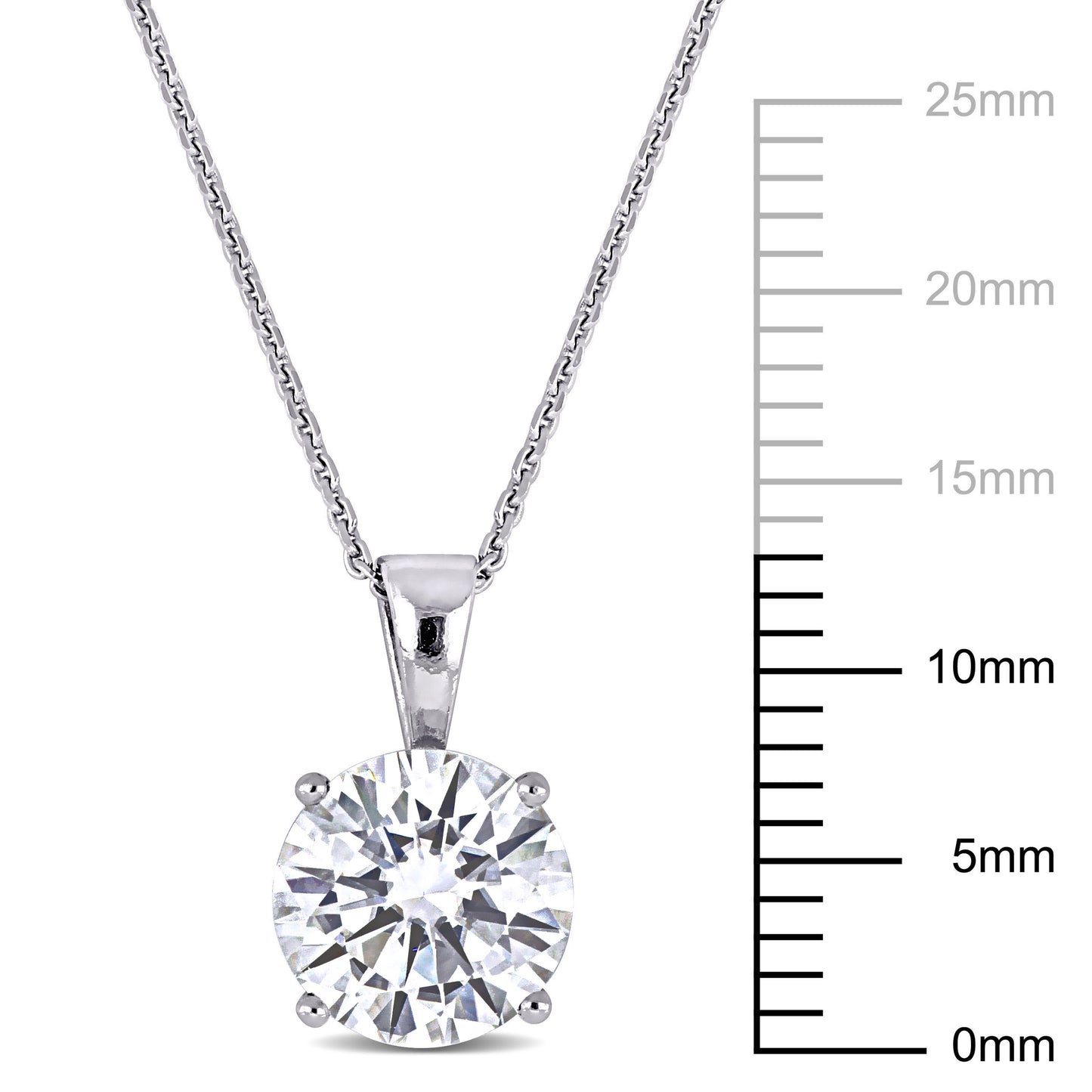 2 CT DEW Created Moissanite-White Solitaire Pendant With Chain 14k White Gold