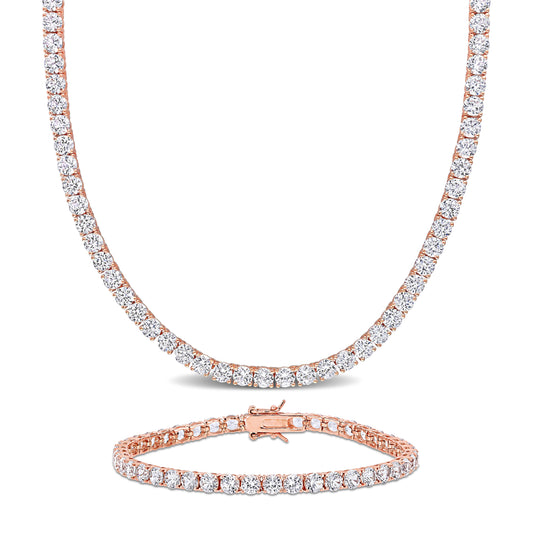 47 1/4 ct TGW Created white sapphire silver bracelet & necklace set