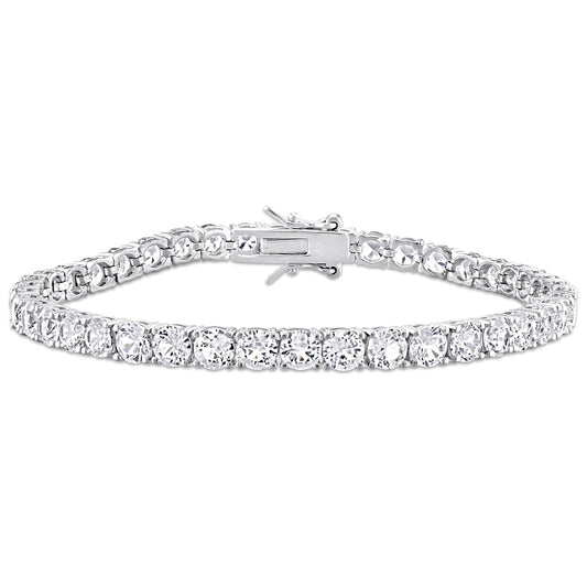 14 1/4 ct TGW Created white sapphire bracelet silver