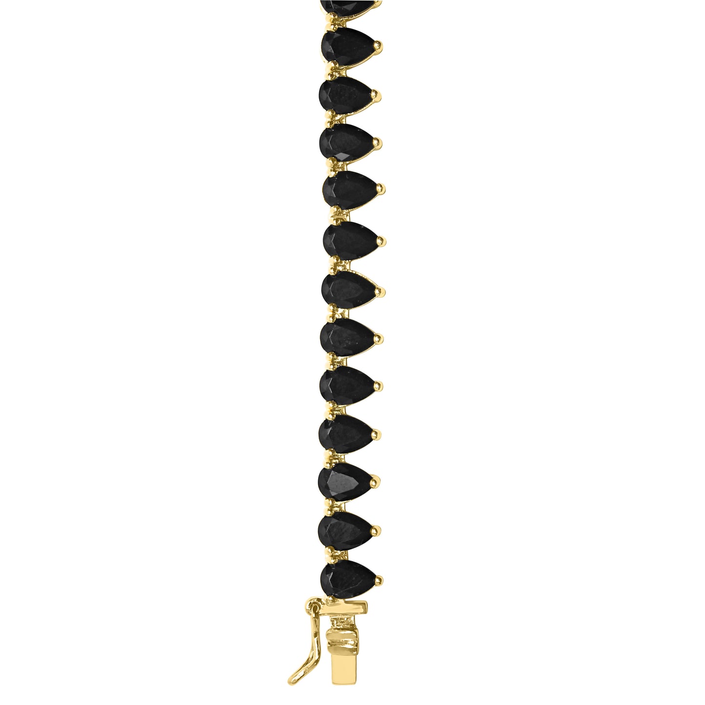 Black Pear Cut Spinel Tennis Necklace In Yellow Silver