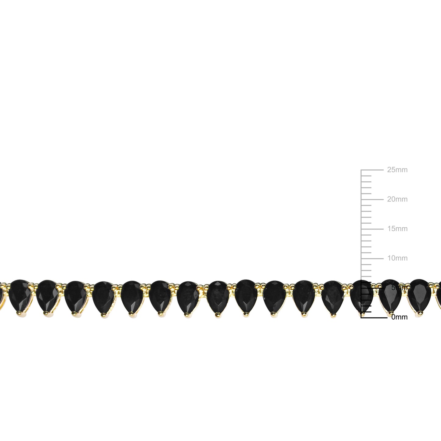 Black Pear Cut Spinel Tennis Necklace In Yellow Silver