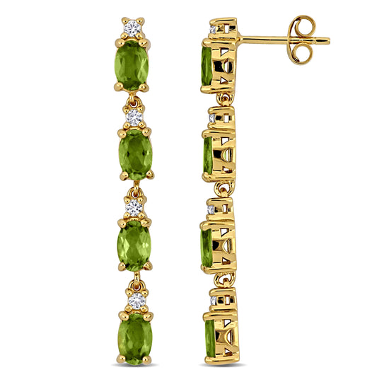 Yellow Silver Peridot Drop Earrings