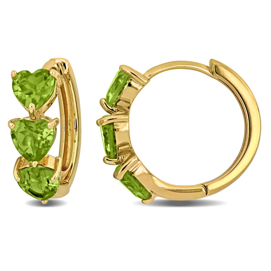 Heart Shape Peridot Hoop Earrings