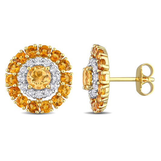 Madeira Citrine and White Topaz Stud Earrings